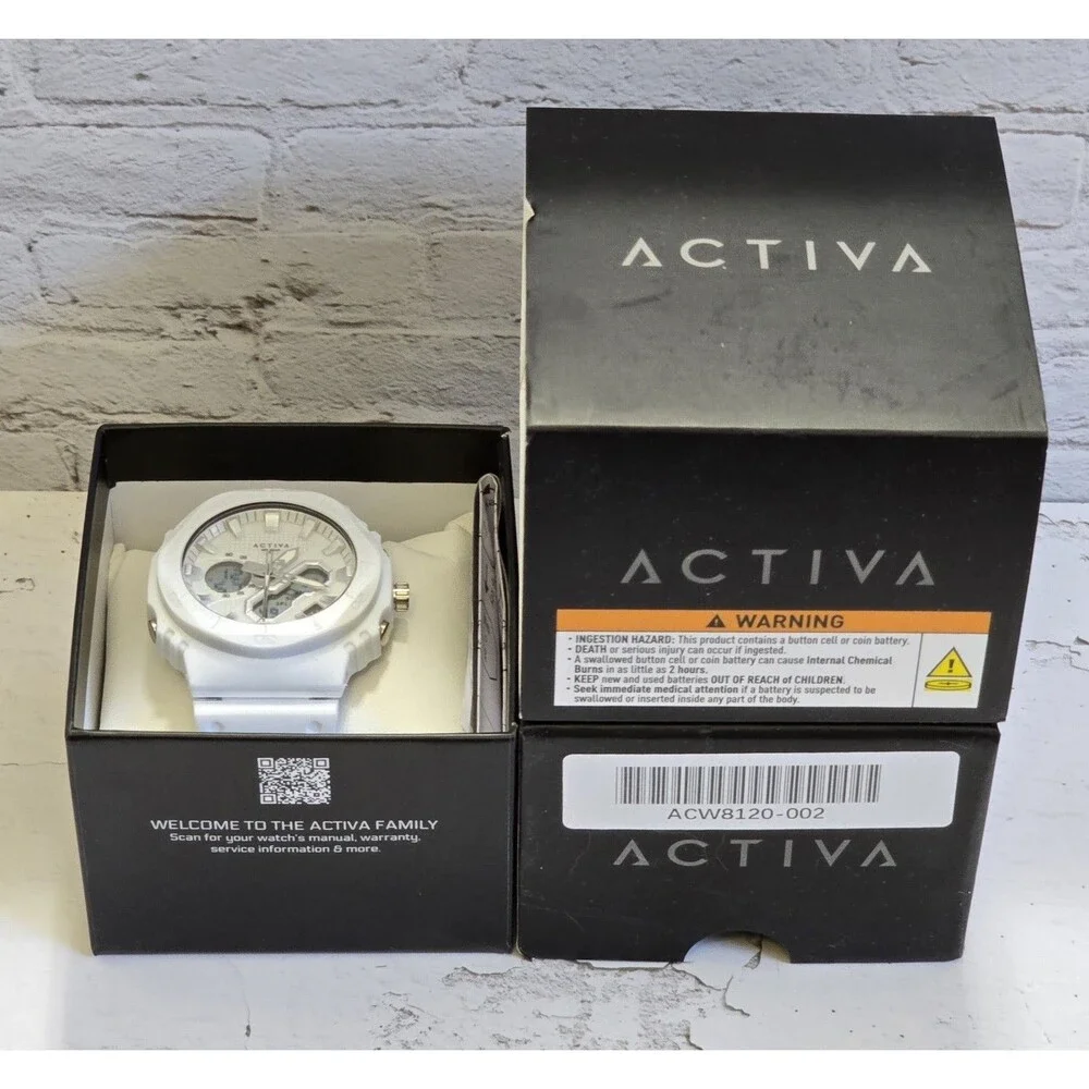 Activa Exon X Invicta Digital Men's Watch 48mm White ACW8120-002 Brand New